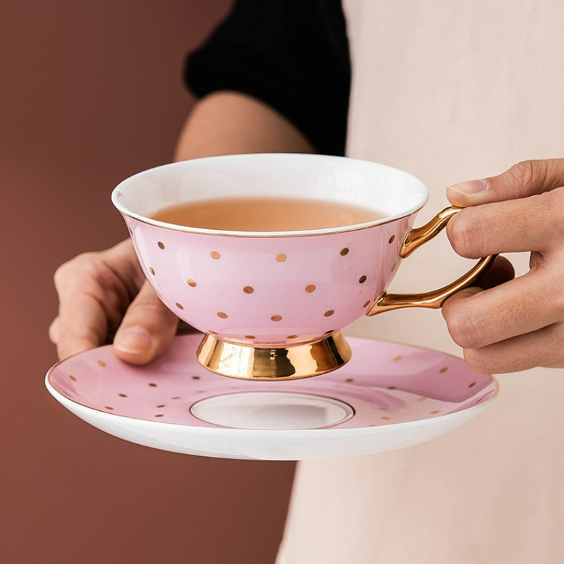 Coffee Tea Mix - Ceramiczne różowe kubki do kawy z