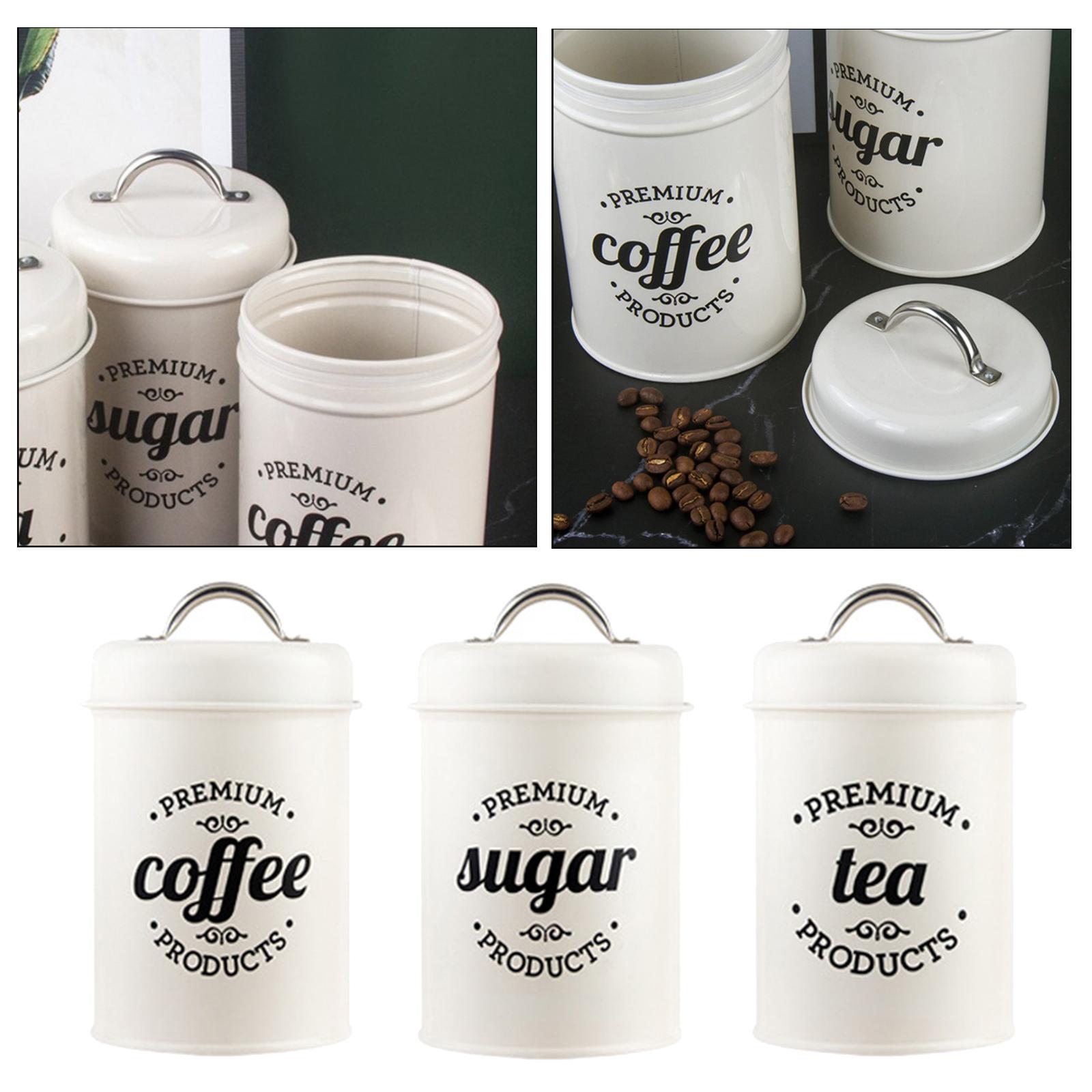 Coffee Tea And Sugar Canister Set - Metalowe pojemniki do przechowywania w kuchni,