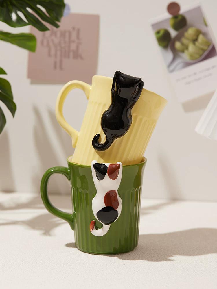 Coffee Tea Friends - Kubek ceramiczny 350ml z uroczym kotem,