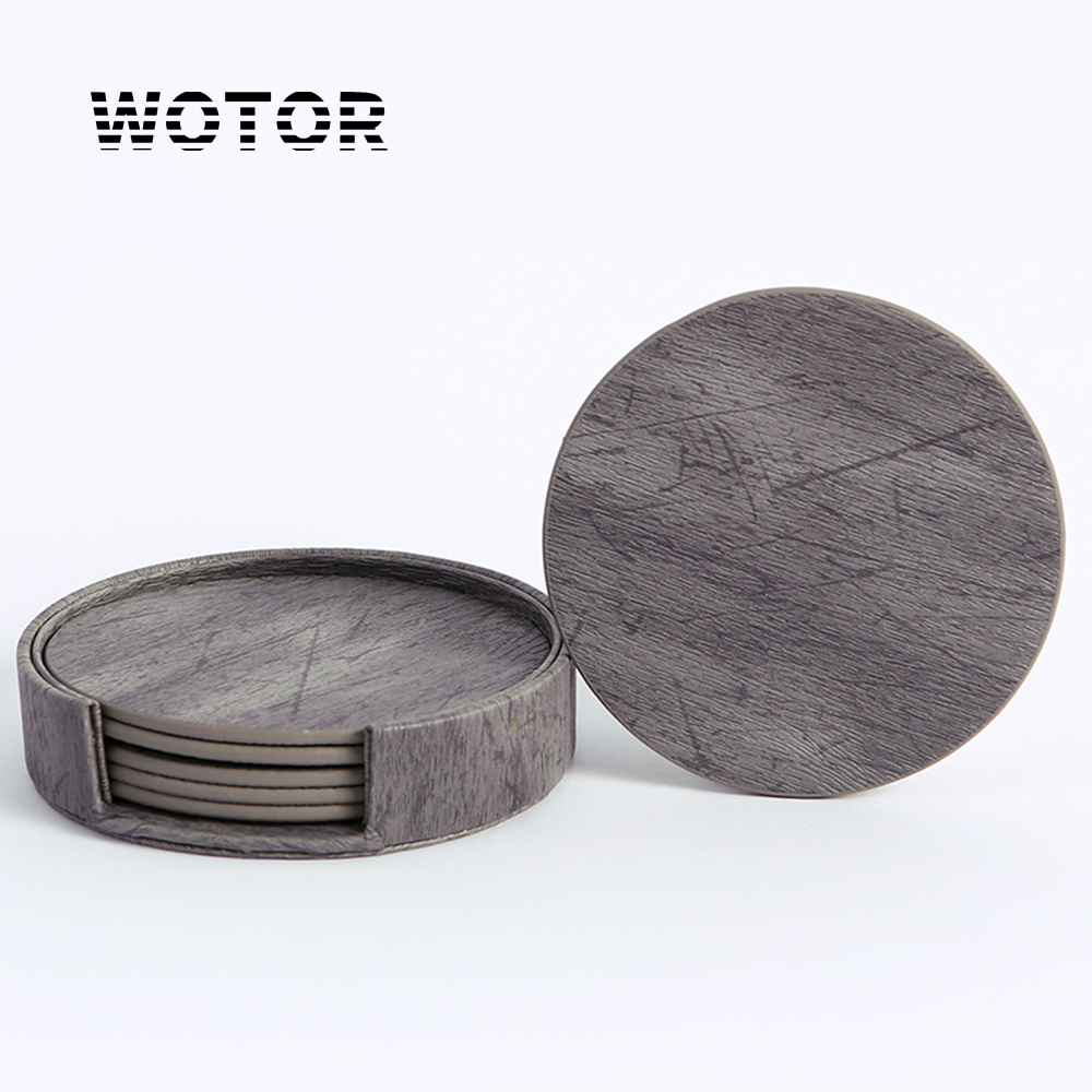 Coffee Tea Mix - WOTOR 6PCS/Lot Koło Skóra z drewna
