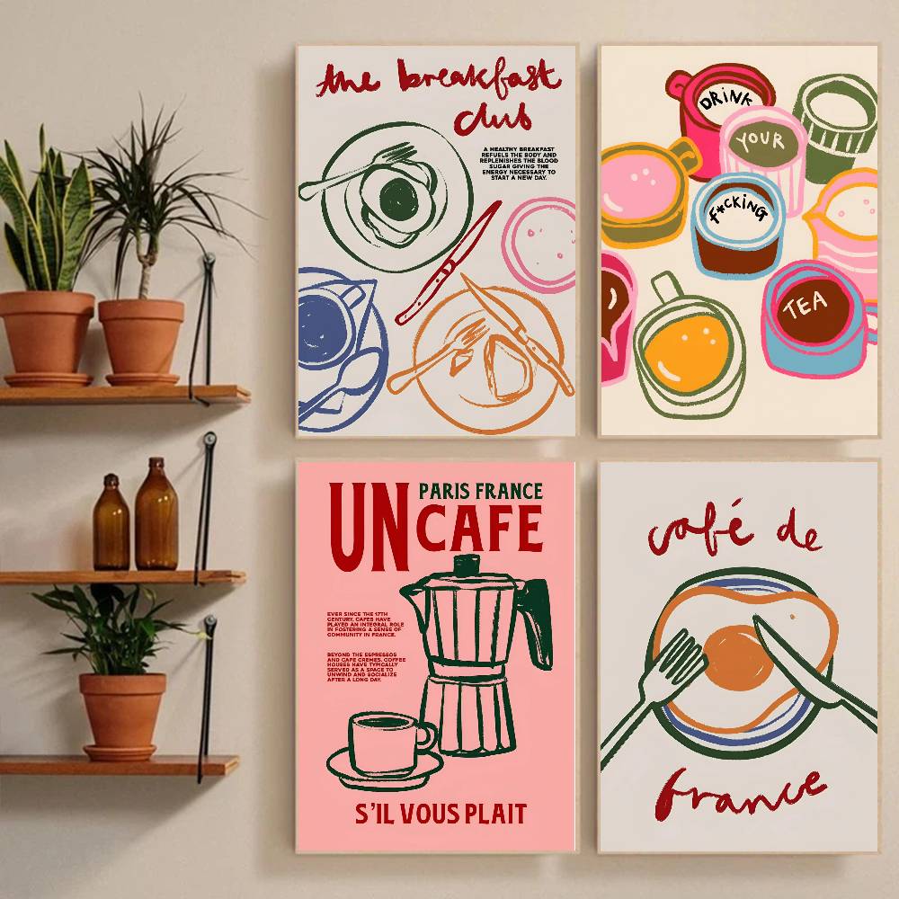 Wallpaper Coffee And Tea - Plakat w stylu retro z motywem