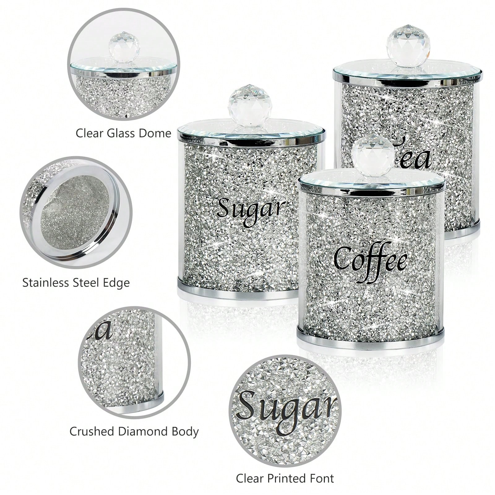 Coffee Tea And Sugar Canister Set - Zestaw Pojemników na Kawę, Cukier, Herbatę,