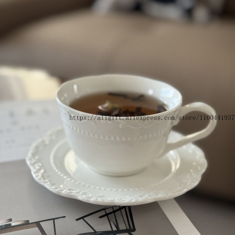 Coffee Tea Mix - Francuski lekki luksusowy wytłoczony kwiatowy zestaw