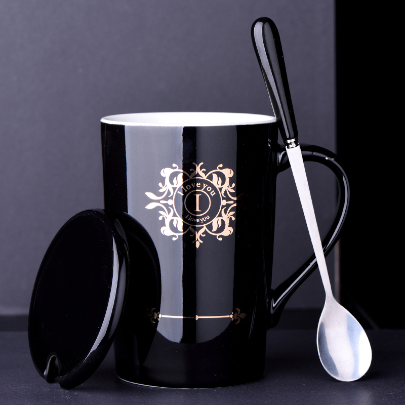 Coffee Tea Friends - Prosty klasyczny czarno-biały kubek do kawy