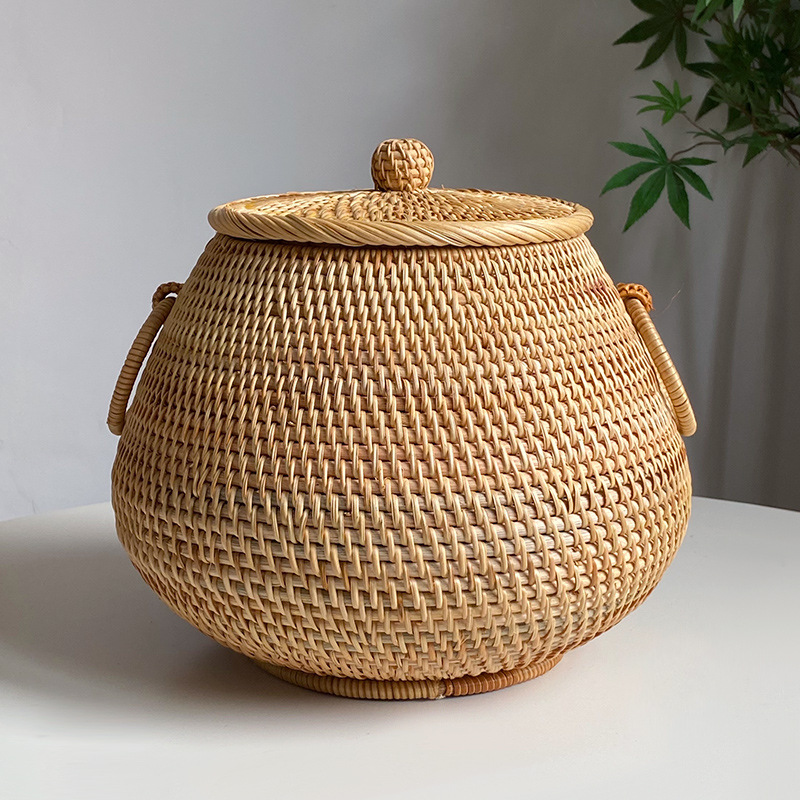 Coffee Tea Vietnam - Wietnamski, ręcznie robiony, jesienny, rattanowy, okrągły
