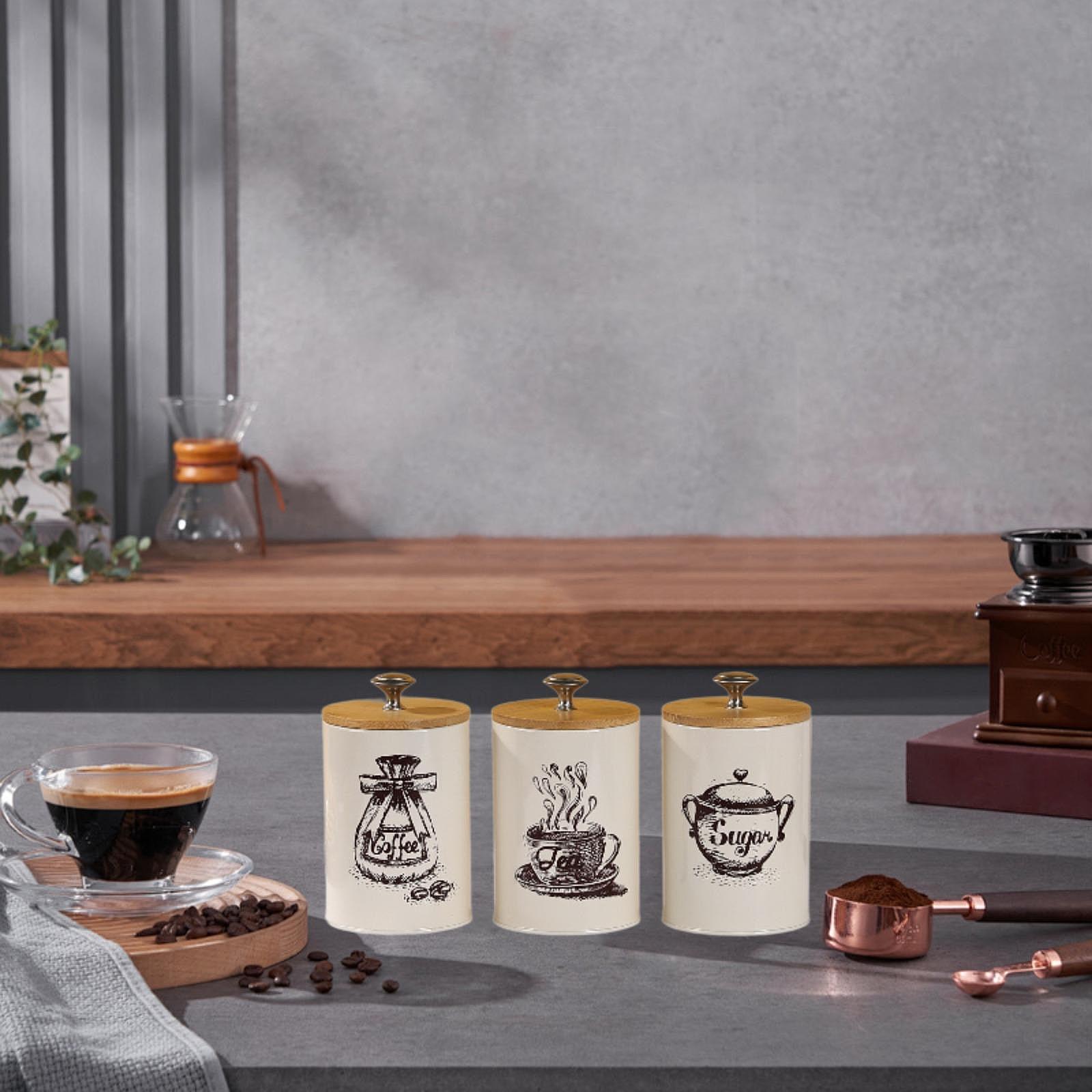 Zestaw pojemników na kawę, her – Coffee Tea And Sugar Canister Set recenzja i cena