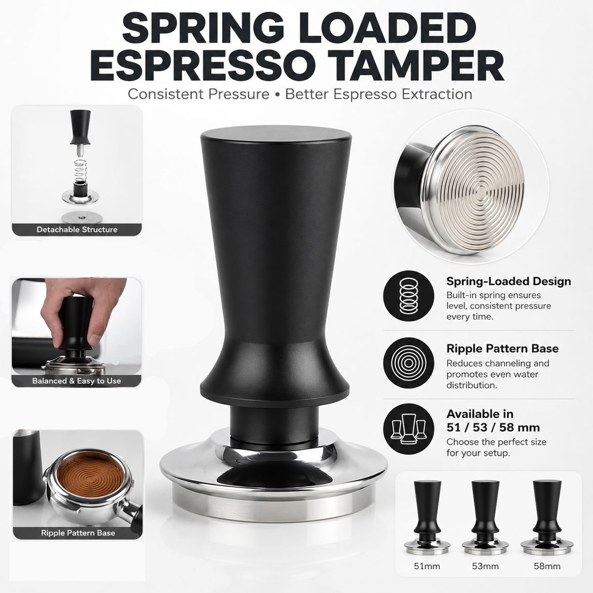 1 szt. ubijak do kawy 51/53/58 – Coffee Tamper Leveler recenzja i cena