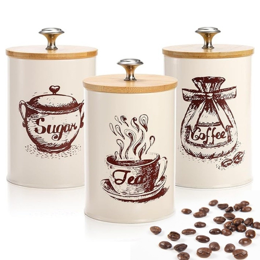 3-częściowy metalowy zestaw po – Coffee Tea And Sugar Canister Set recenzja i cena