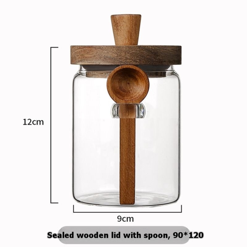 ABJI - Szklane słoiki z drewni – Coffee Tea And Sugar Canister Set recenzja i cena